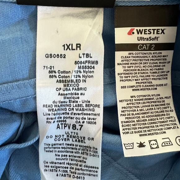 STEELGUARD FR Long Sleeve Button Down Workwear Shirts Blue Sz 1XLR Set of 2 NEW - Picture 6 of 9